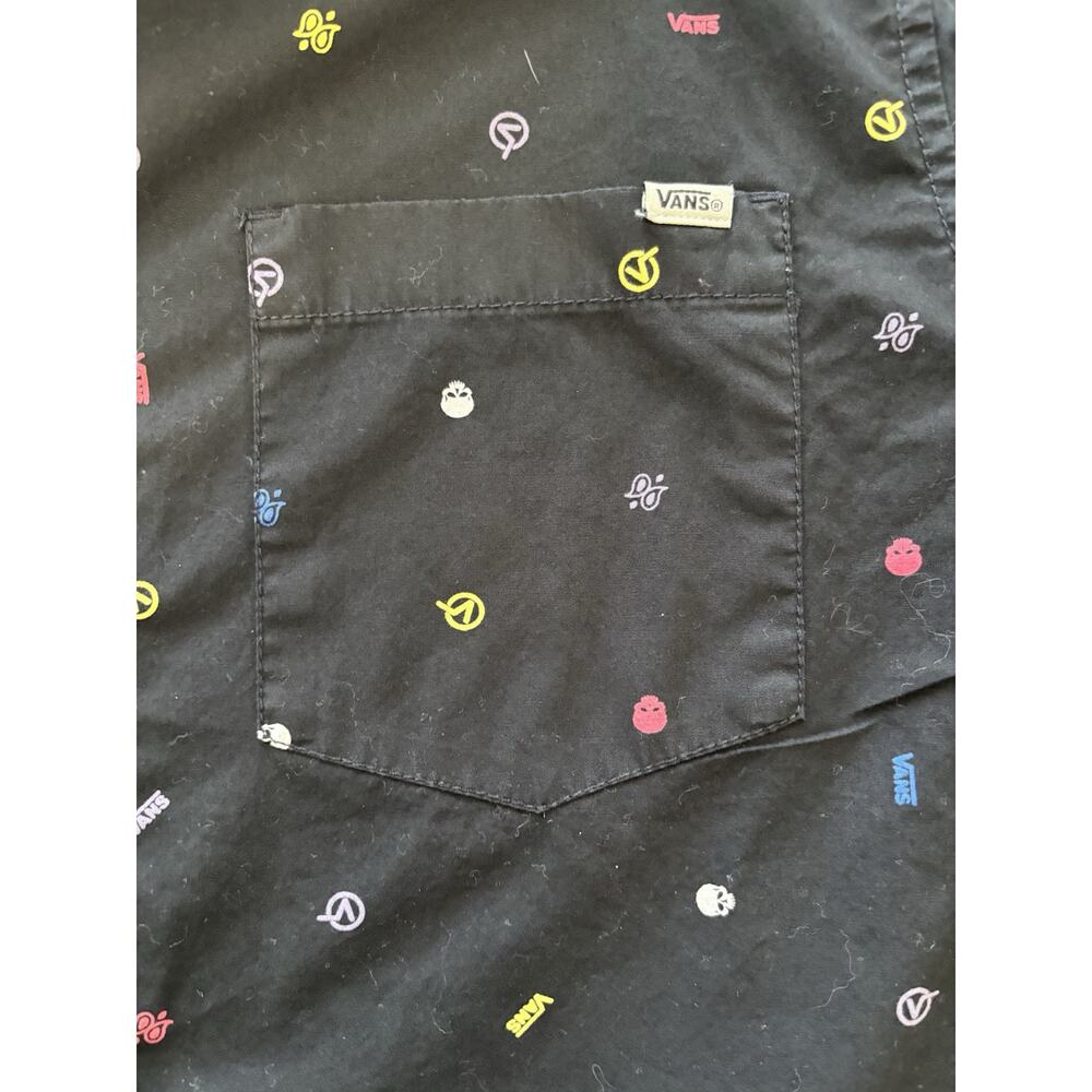 Vans Black Skull Off The Wall Short Sleeve‎ Emoji Print Streetwear Medium - Picture 3 of 7